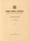 Copertina: Memorie storiche e documenti